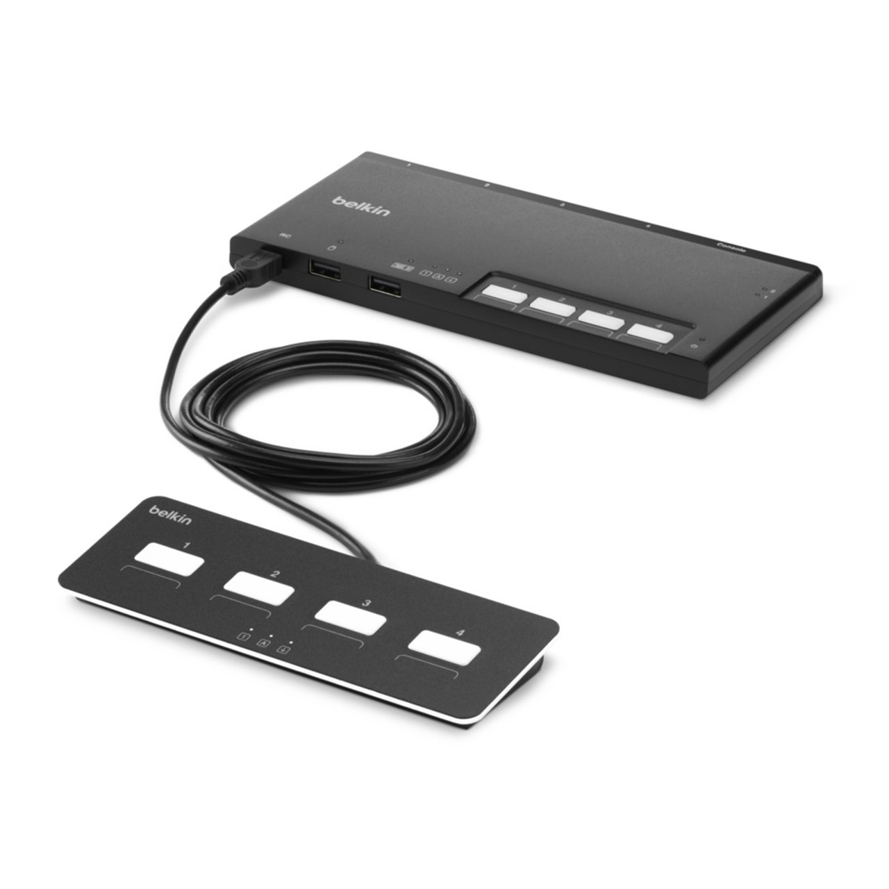 Belkin F1DN204MOD-BA-4 KVM Switch in Black - Compatible with Various Devices