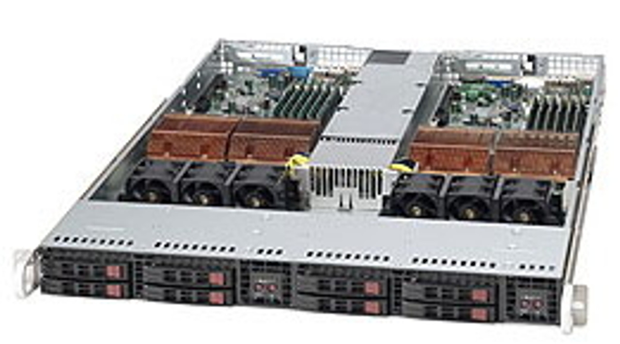 Supermicro SuperChassis 809T Black Low Profile Slimline 700W server chassis mounted in a server rack