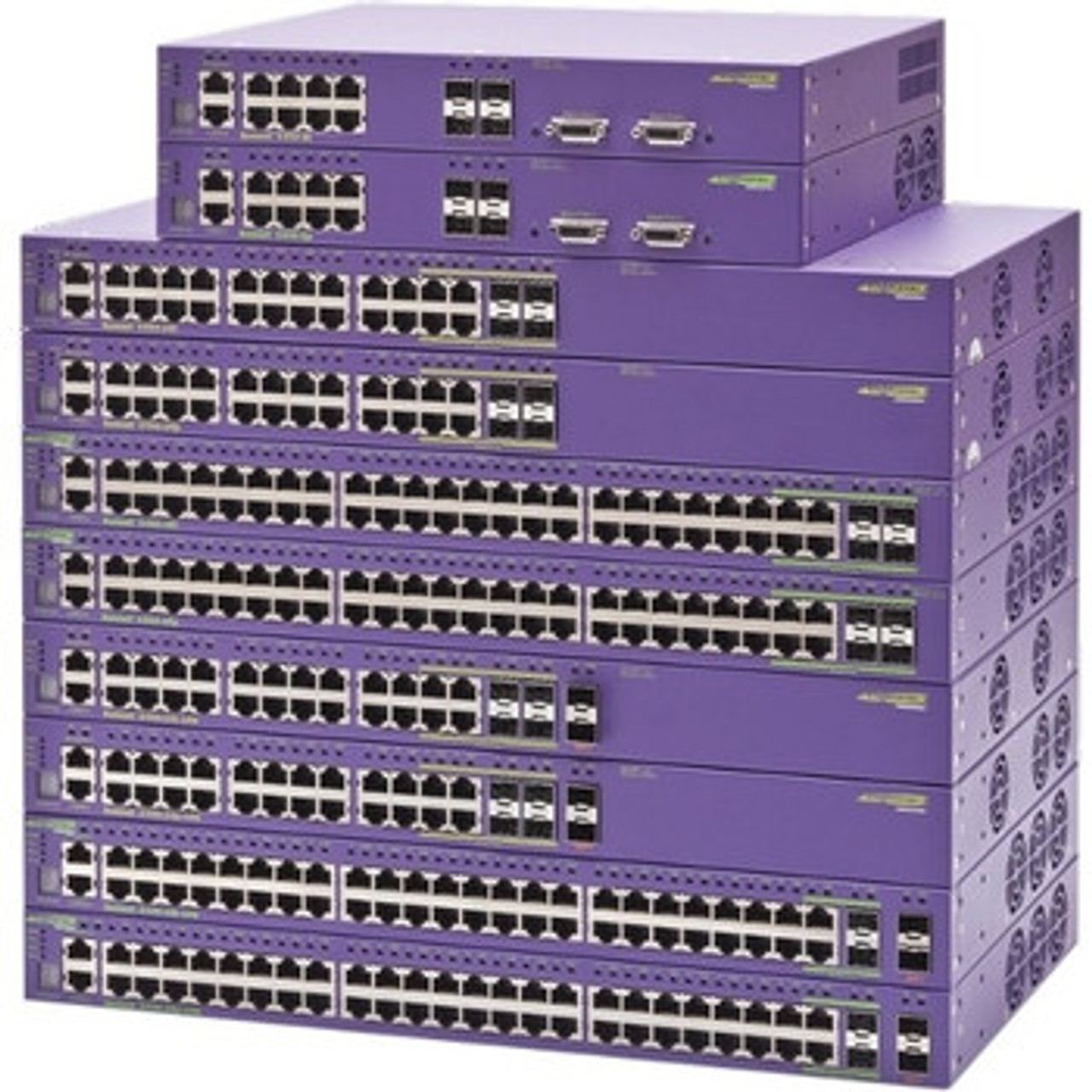 Extreme Networks Summit X440-8P 8-Ports Gbe Poe Gigabit Ethernet Edge Manageable Switch mounted in a server rack.