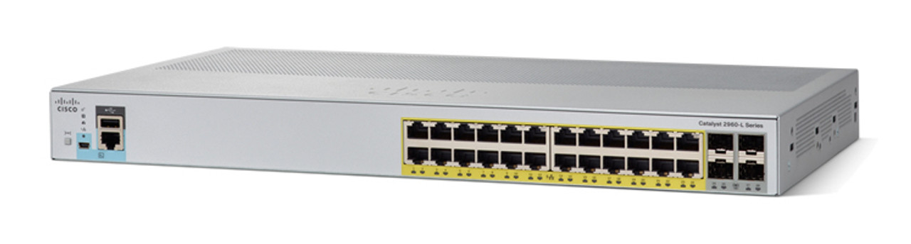 Cisco Catalyst 2960L Smart Managed 24P Gigabit PoE+ Switch with 4x10G SFP+ Ports, LAN Lite - Ws-C2960L-Sm-24Pq=