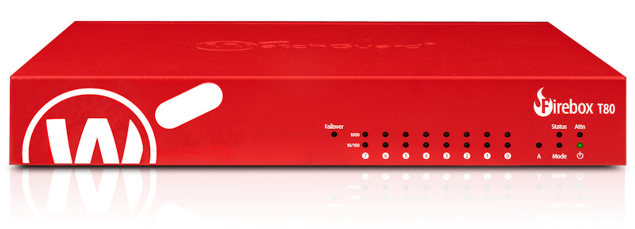 WatchGuard Firebox T80 Hardware Firewall 631 Mbit/s - Wall-mounted security appliance for network protection
