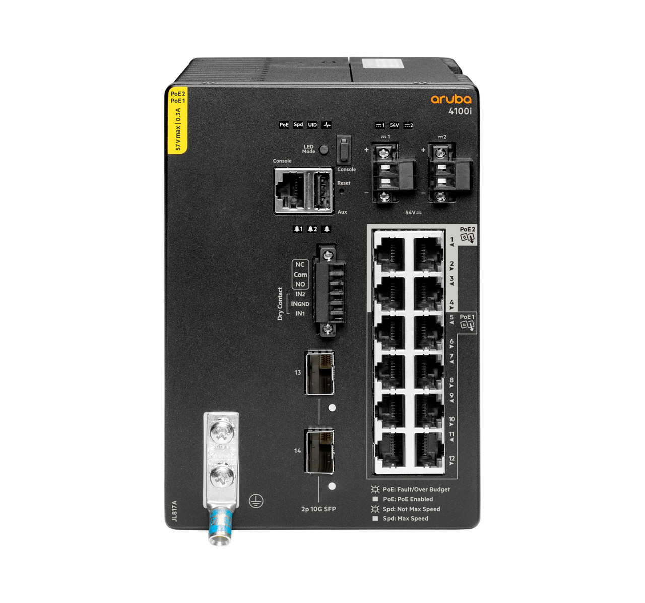 HPE Aruba 4100i Managed L2 Gigabit Ethernet PoE Switch 4U Black - Compatible with JL817A, ideal for network setups