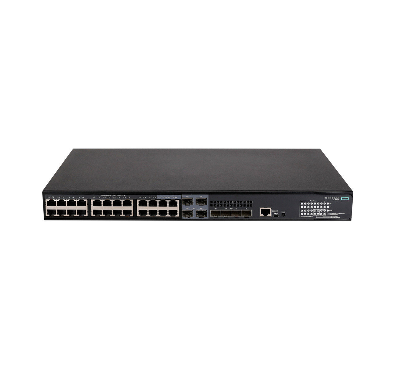 HPE FlexNetwork 5140 24G PoE+ 4SFP+ EI Switch, 26 Ports, Gigabit Ethernet, 10G Ethernet, 10/100/1000Base-T, 10GBase-X -