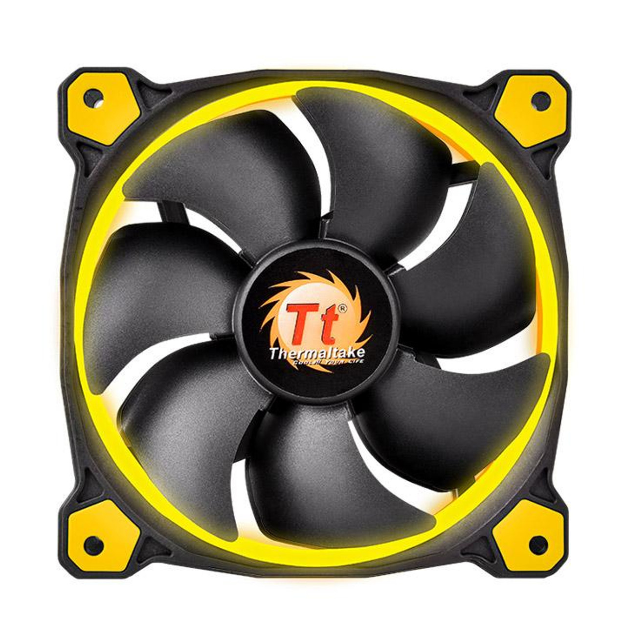 Thermaltake Riing 12 Computer Case Fan in Black and Yellow, 4.72 (12 cm) - CL-F038-PL12YL-A, compatible with PC cases