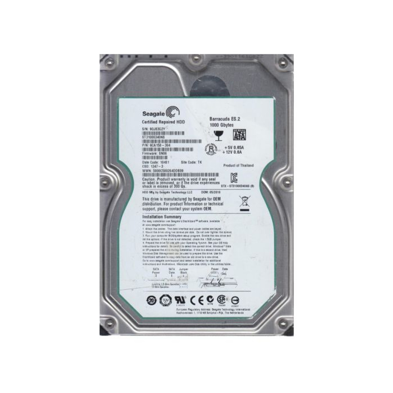 Seagate Barracuda ES.2 1TB 7200RPM SATA Hard Drive 9CA158-304 3.5
