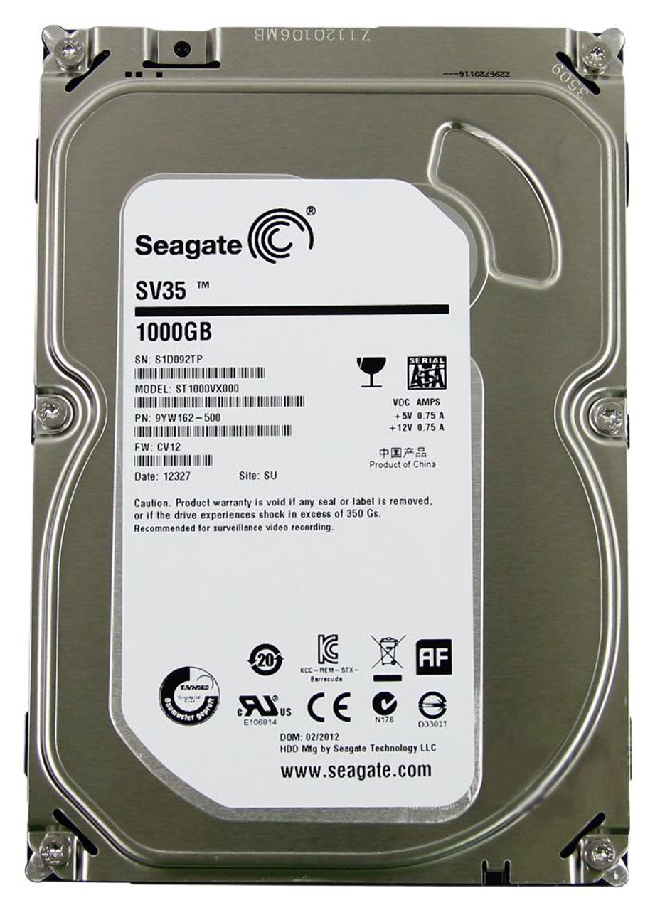 Seagate SV35 Series 1TB SATA 6Gbps 7200RPM Internal Hard Drive - ST1000VX000 - Compatible with Surveillance Systems