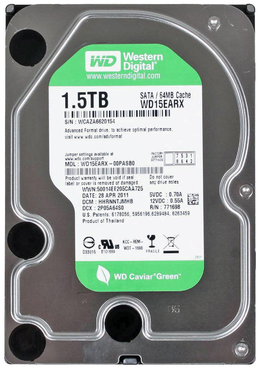 Western Digital Caviar Green 1.5Tb 5400Rpm SATA 6Gbps 64Mb Cache 3.5-Inch Internal Hard Drive for Data Storage