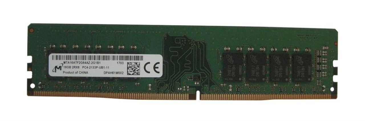 Micron 16Gb PC4-17000 DDR4-2133MHz Non-ECC Unbuffered CL15 288-Pin DIMM 1.2V Dual Rank Memory Module - MTA16ATF2G64AZ-