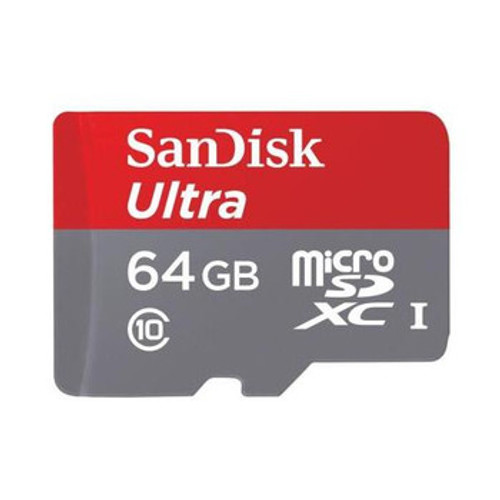 Sandisk Ultra 64GB Class 10 MicroSDXC UHS-I Flash Memory Card compatible with all devices requiring MicroSDXC storage.