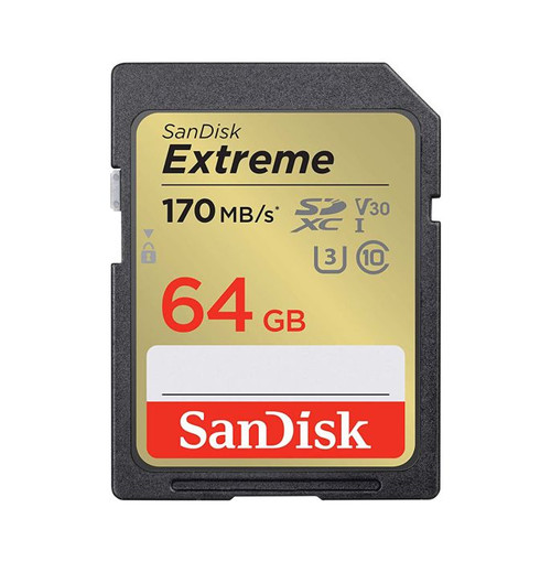 SanDisk 64GB Extreme UHS-I SD Memory Card for high-speed data storage in cameras