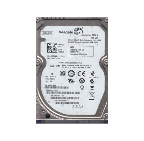 Seagate Momentus 7200.4 160GB 7200RPM SATA 3GB/s 2.5 Hard Drive - 9PSG4C-033 - Compatible with laptops