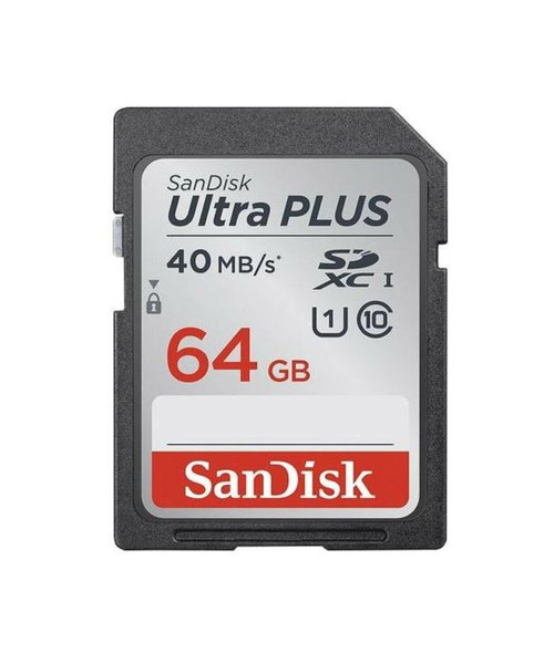 SanDisk 64GB Ultra Plus Class 1 SDXC UHS-I Memory Card compatible with cameras and laptops