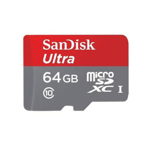 Sandisk Ultra 64Gb Class 10 Microsdxc Uhs-I Flash Memory Card compatible with devices requiring high-speed storage.