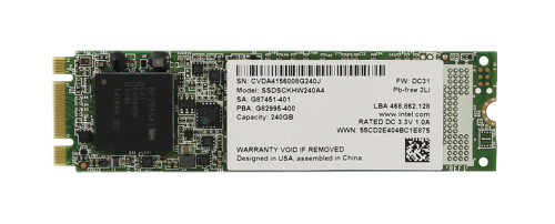 Intel 530 Series 240GB MLC SATA 6Gbps M.2 2280 Internal Solid State Drive mounted in a laptop
