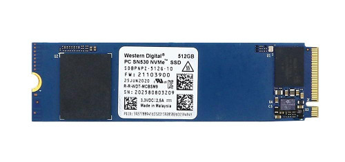 Western Digital SN530 512GB TLC NVMe M.2 SSD for SDBPNPZ-512G-10SB, PCI Express 3.0 x4, 2280 size