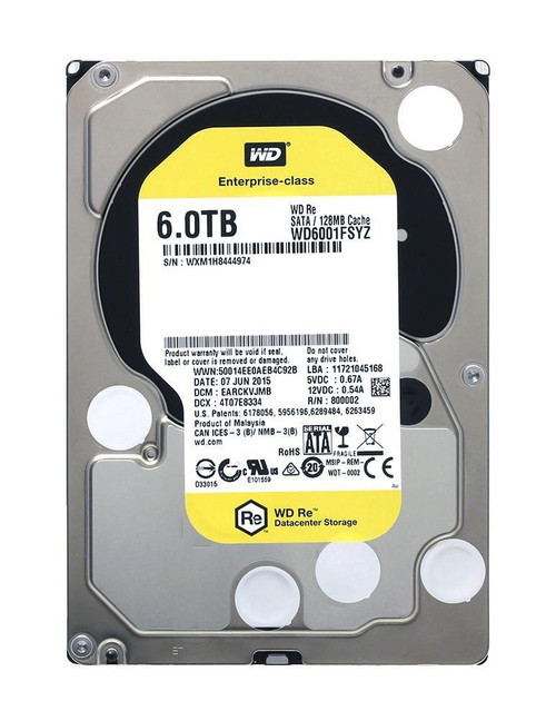 Western Digital Re 6TB 7200RPM SATA 6Gbps Internal Hard Drive for ProLiant DL360p Gen8 servers