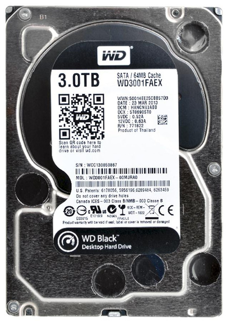 Western Digital Black 3Tb SATA Hard Drive for Internal Use - Compatible with ProLiant DL360p Gen8 Servers