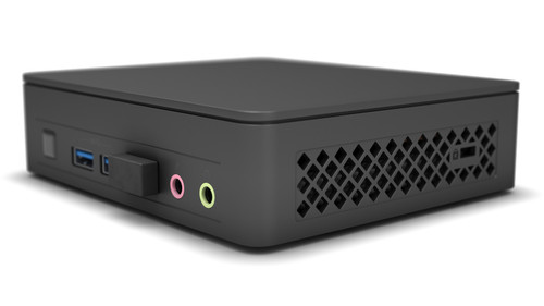 Intel NUC 11 Essential Mini PC BNUC11ATKC20RA0 mounted in a server rack