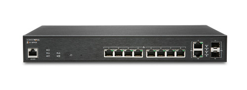 SonicWall SWS12-10FPOE Managed L2 Gigabit Ethernet PoE switch, 02-SSC-2464, black, compatible with PoE devices.