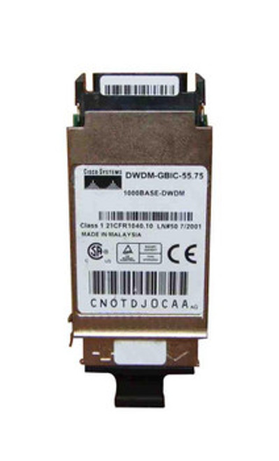 CISCO DWDM GBIC 1555.75Nm Transceiver Module for 1.25Gbps Single-Mode Fiber, 80Km Range, Duplex SC Connector.