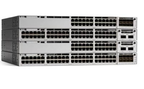 Cisco Catalyst 9300 48-Port PoE+ Network Advancement Switch mounted in a server rack