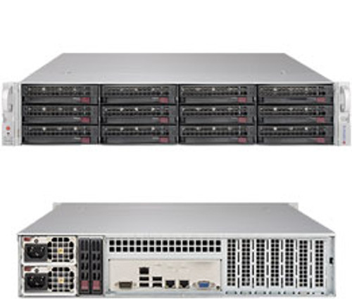 Supermicro SSG-6029P-E1CR12T server barebone in black, 2U rack size, compatible with LGA 3647 CPUs