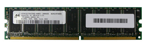 Micron 512MB PC3200 DDR-400MHz ECC Unbuffered CL3 184-Pin DIMM Single Rank Memory Module compatible with servers