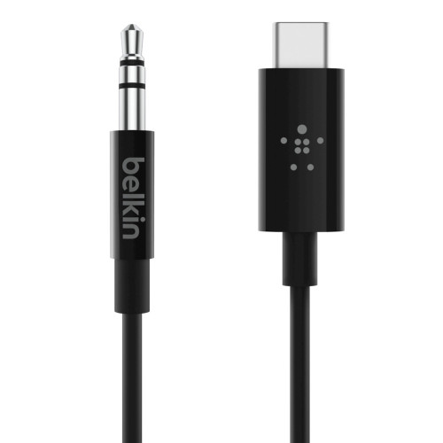 Belkin RockStar 3.5mm USB-C Connector Audio Cable in Black for F7U079bt03-BLK