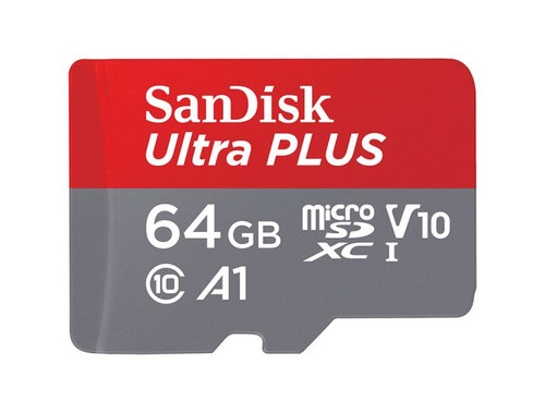 SanDisk 64GB Ultra Plus MicroSD Memory Card with Adapter for SDSQUB3-064G-ATCMA