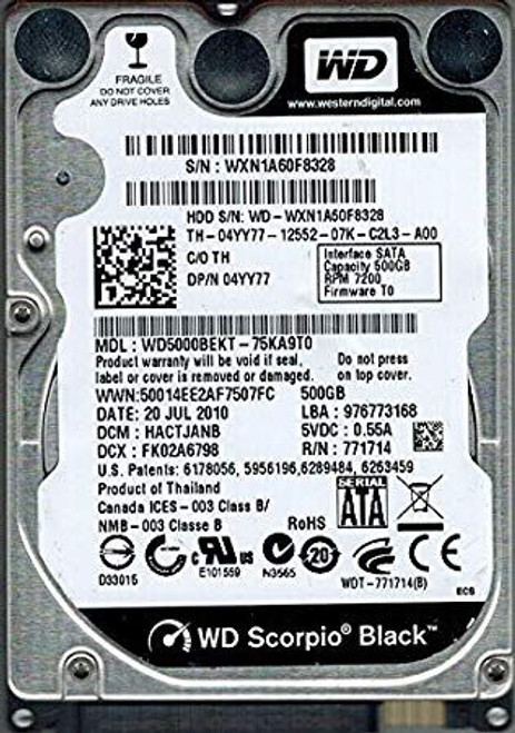 WD5000BEKT Western Digital Scorpio Black 500Gb 7200Rpm SATA 3Gb/s 16Mb Cache 2.5-Inch Hard Drive compatible with laptops