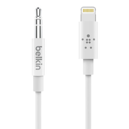 Belkin white audio cable 3.5mm Lightning AV10172BT03-WHT for high-quality sound connectivity