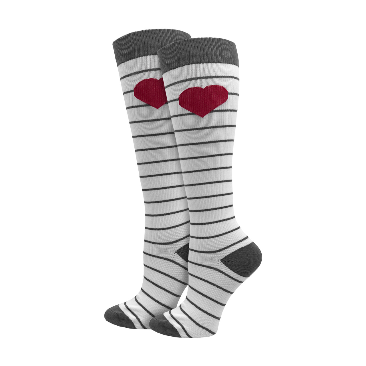 LONG HEART PATTERN SOCKS ホワイト L Fashion Compression Sock - 92312