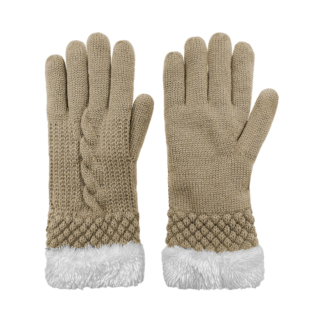 73406 - CABLE KNIT FAUX FUR LINED GLOVE | Grand Sierra