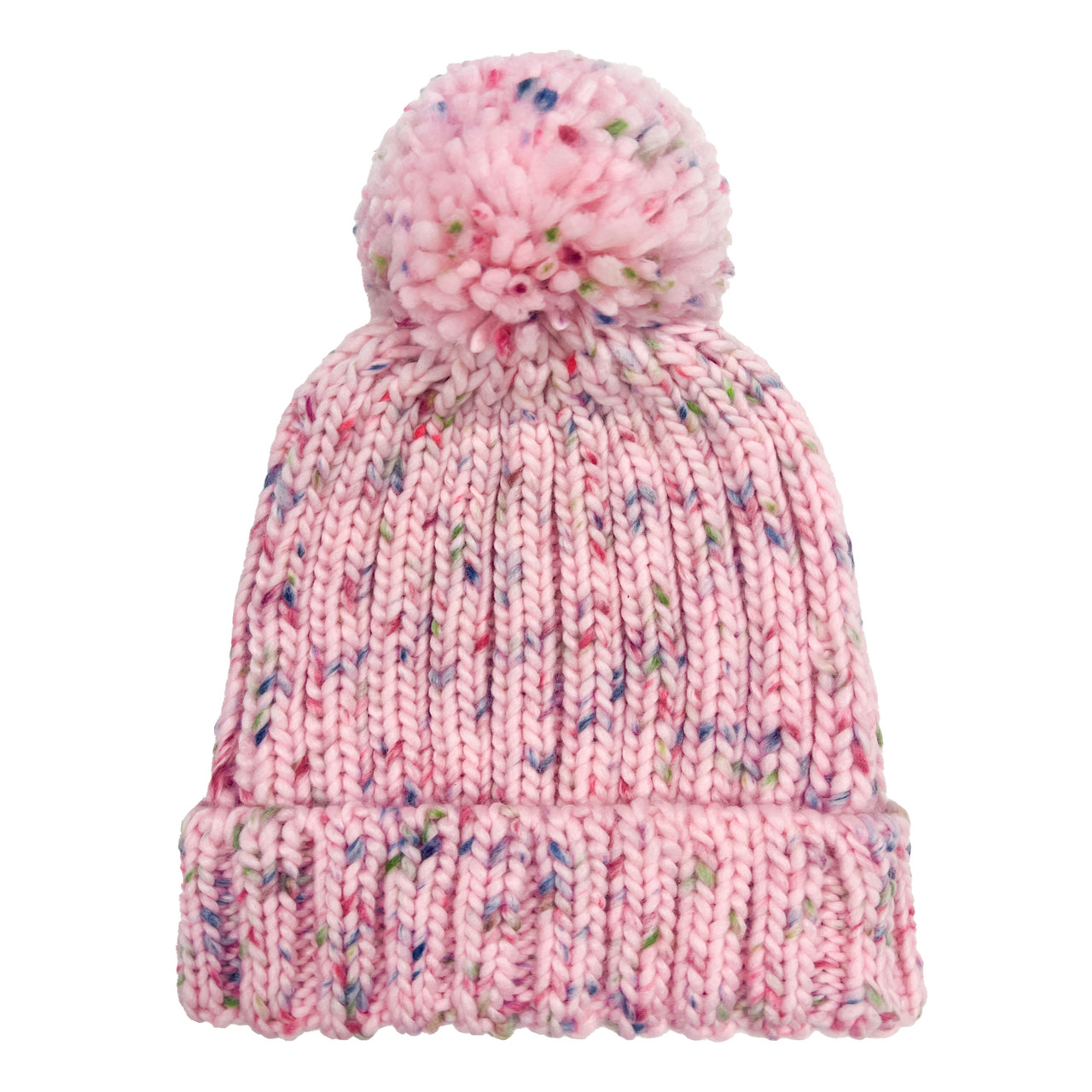 Women\'s Winter Beanie Hat Confetti Pom 100% Acrylic Toggle Closure 44154 - GIRLS CONFETTI MIXED YARN CUFF HAT | Grand Sierra main image 3