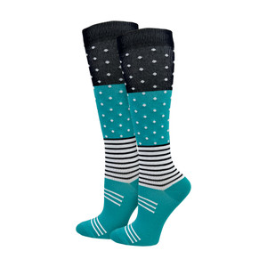 Teal Dots & Stripes Fashion Compression Sock - 92299 Teal Dots & Stripes Fashion Compression Sock - 92299