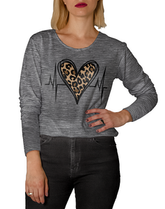 Space Dye L/S  Heart EKG Tee - 92141 Space Dye L/S  Heart EKG Tee - 92141