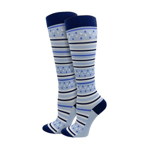 Blue Stripes & Dots Compression Knee Highs 92335