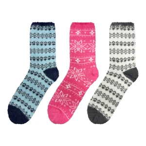 Women's cozy slipper socks with snowflake patterns.