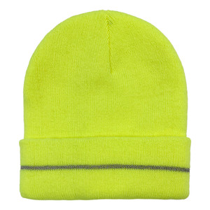 Men's High Vis Safety Beanie (Cuff Hat) with reflective stripe on cuff. Men's High Vis Safety Beanie (Cuff Hat) with reflective stripe on cuff.