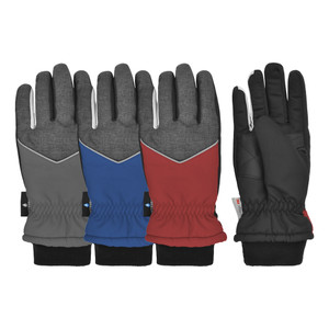 Boy's Ski Glove with piping, 3M Thinsulate™ insulation, Waterproof, elastic shirring wrist, knit cuff, and grip palm patch. Size 4-7. Assorted colors. Boy's Ski Glove with piping, 3M Thinsulate™ insulation, Waterproof, elastic shirring wrist, knit cuff, and grip palm patch. Size 4-7. Assorted colors.