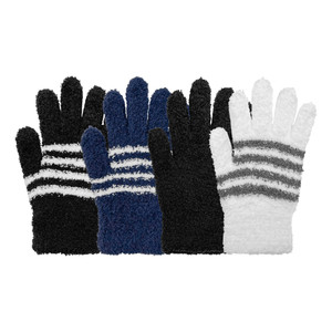 Women's Polychenille Stretch Glove.  3 with stripes and 1 solid.  One Size Stretch. Assorted colors. Women's Polychenille Stretch Glove.  3 with stripes and 1 solid.  One Size Stretch. Assorted colors.