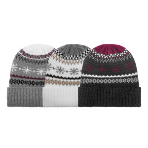 Women's Fairisle Beanie with plush lining. One Size Fits Most. Assorted colors. Women's Fairisle Beanie with plush lining. One Size Fits Most. Assorted colors.