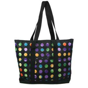 Fashion Print Uility Tote - Black Polka Dot - 94565 Fashion Print Uility Tote - Black Polka Dot - 94565