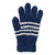 Women's Polychenille Stretch Glove. One Size Stretch. Navy with white stripes Women's Polychenille Stretch Glove. One Size Stretch. Navy with white stripes