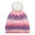 Girl's spacedye cable beanie with faux fur pom and plush lining. pink & purple