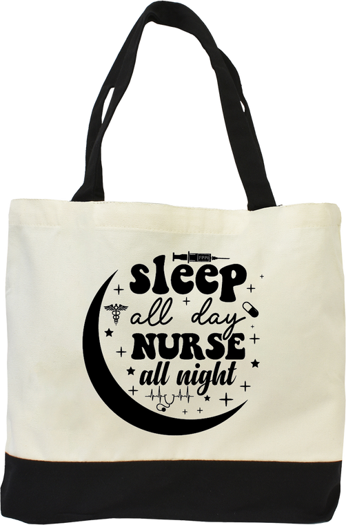 ND "Sleep All Day Nurse All Night" Canvas  Bag - Black - 92270