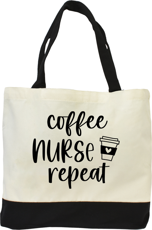 ND "Coffee Nurse Repeat" Tote Bag"-92286