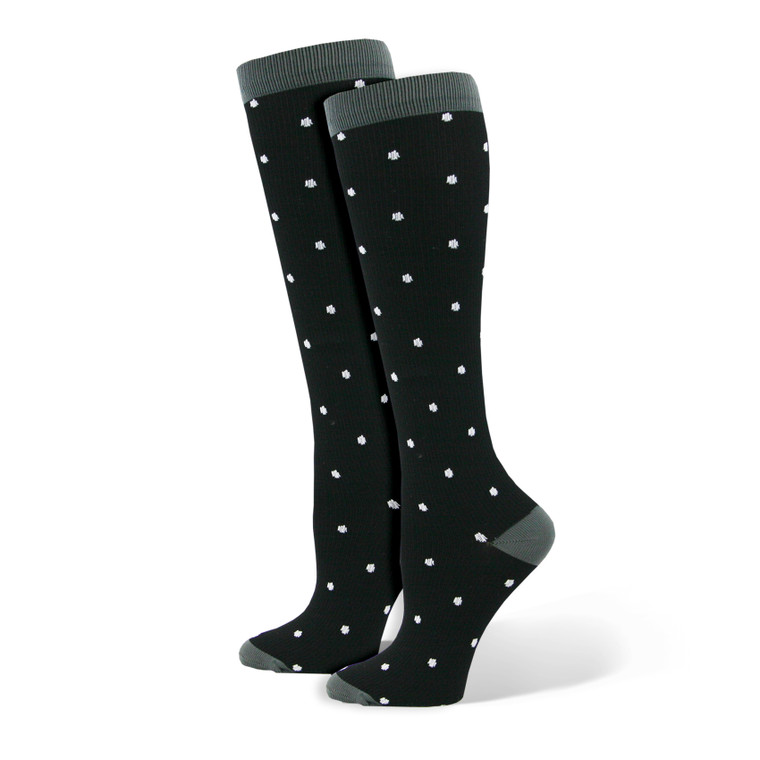 Polka dots graduated compression socks. Wide Calf.