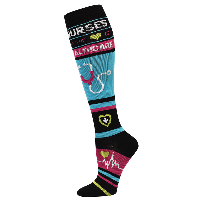 Nurses Healthcare wide calf compression socks, 10-14 mmHg gradient compression