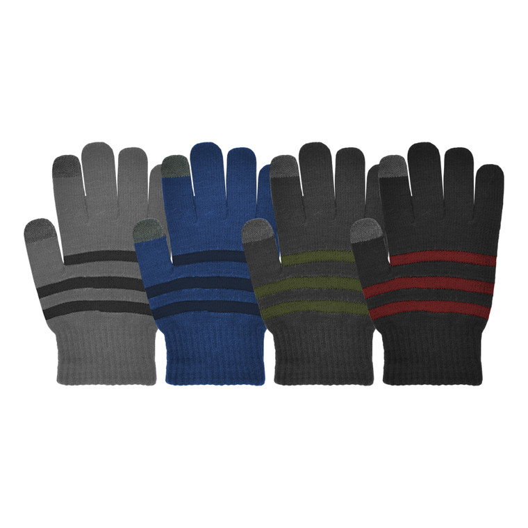 Boy's Stripes Touchscreen Stretch Glove. One Size Stretch. Assorted Colors. Boy's Stripes Touchscreen Stretch Glove. One Size Stretch. Assorted Colors.